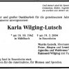 Wilging Karla 1962-2004 Todesanzeige